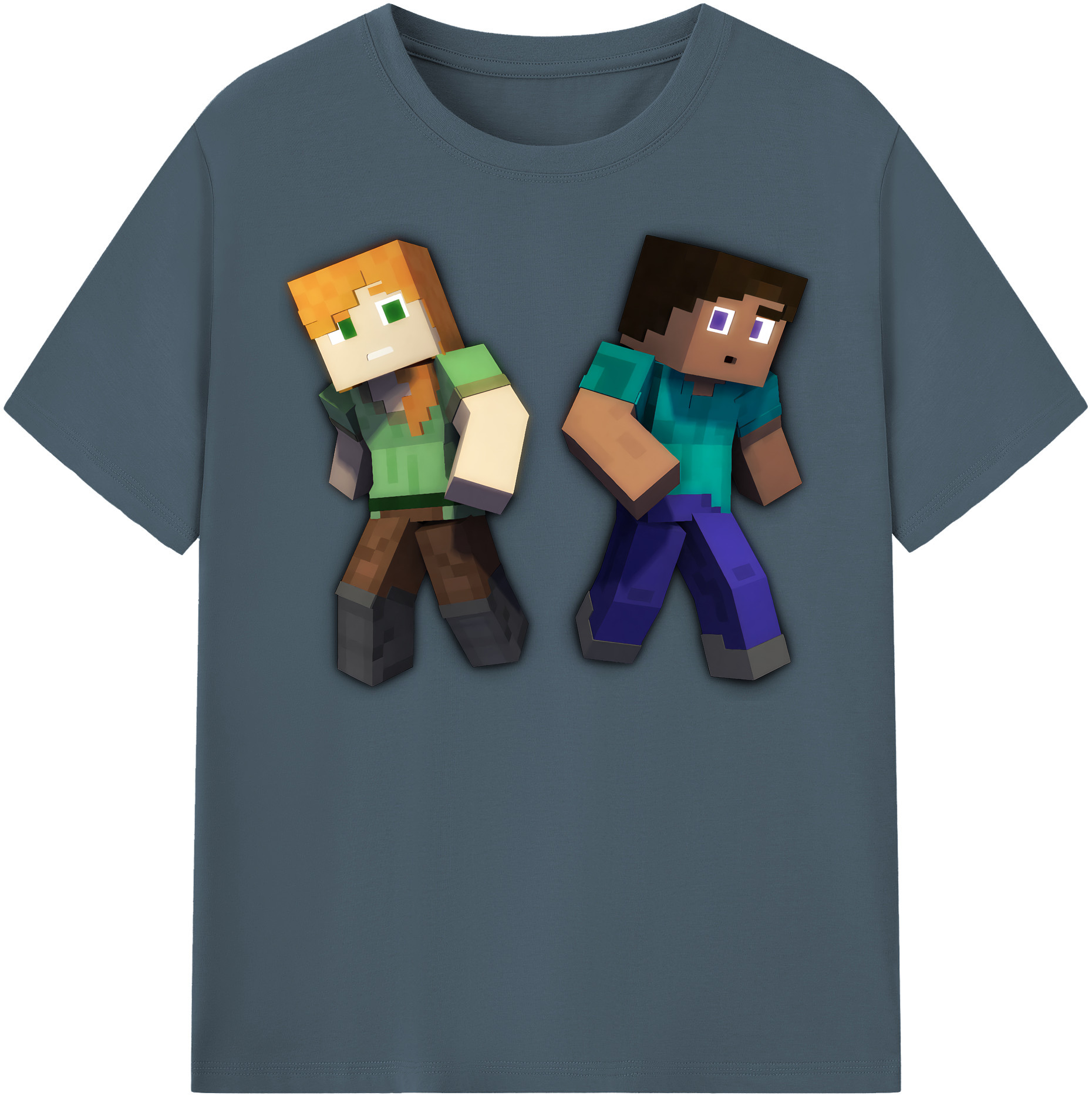 （画像用） マインクラフト ブロックの世界 Minecraft MC Block world 綿100％半袖Tシャツ（フロントプリント）
